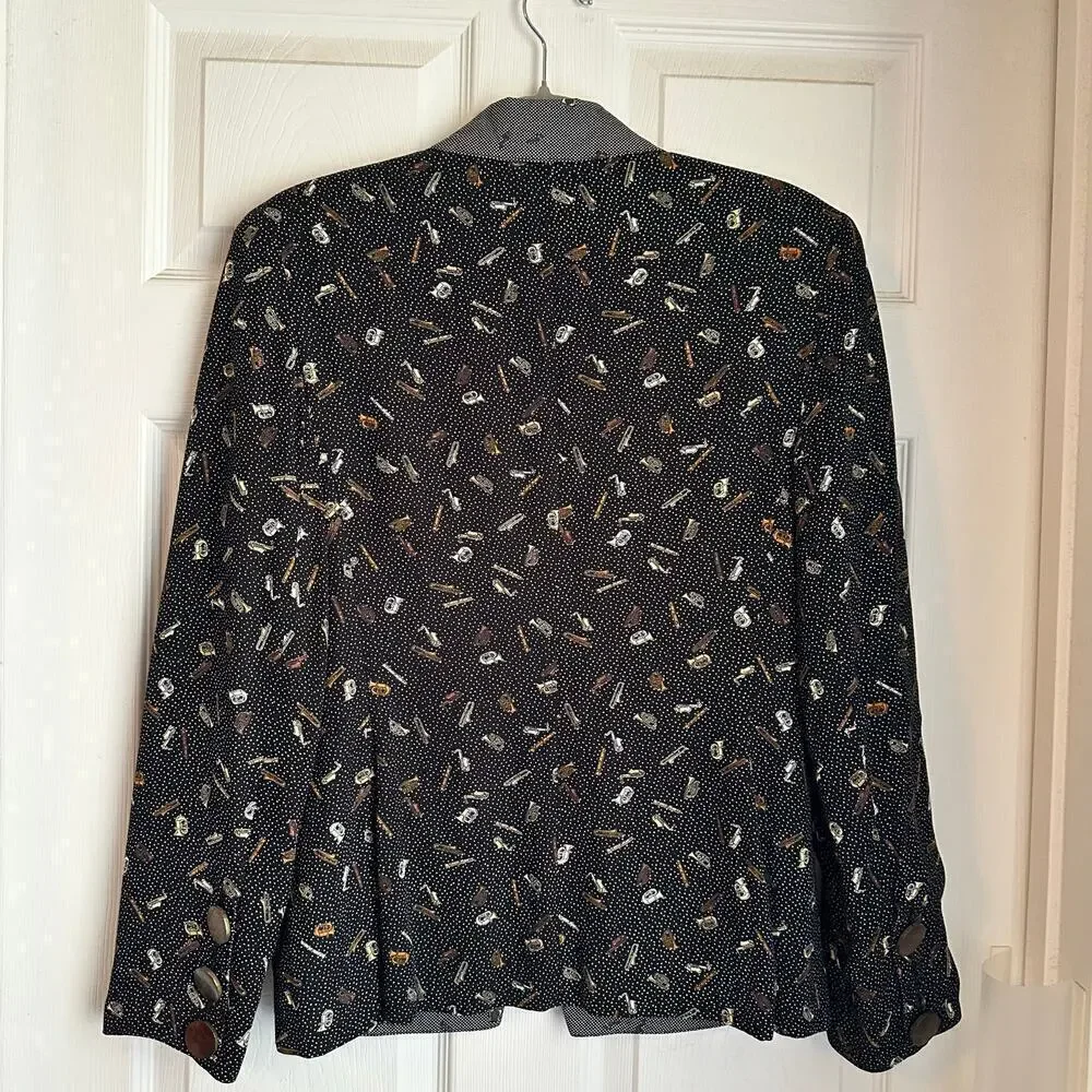 Vintage Dorothy Schoelen Womens Brass Instrument Print Blazer Music Teacher Sz S